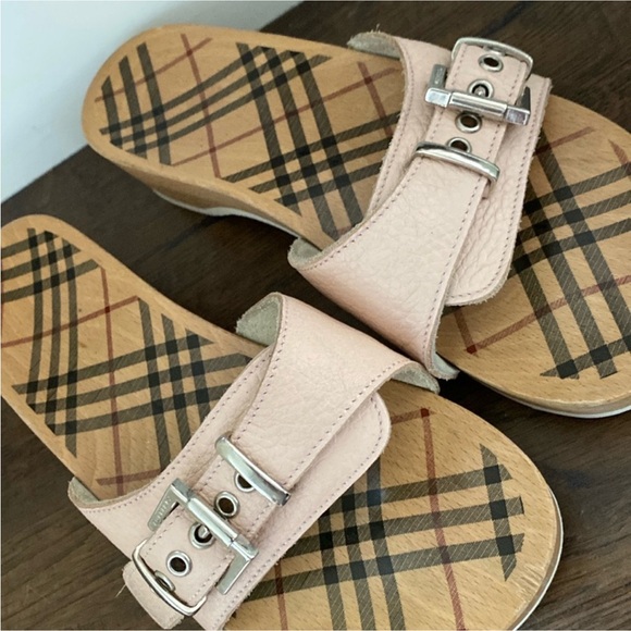 BURBERRY Burberry Shoes Wood and Leather Sandals Clogs size 8 - Picture 10 of 15